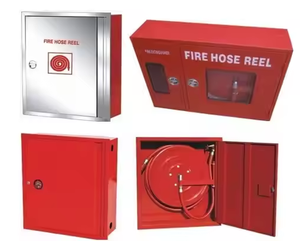 <span class=keywords><strong>Armoire</strong></span> à incendie en métal rouge à structure stable avec robinet et tuyau intégrés - Product Image 6