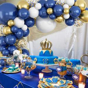 Feliz cumpleaños decoración fiesta suministros Deco globo Retro tinta azul cromo oro tema globo arco guirnalda Kit Set - Product Image 4