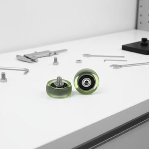 Roue de guidage <span class=keywords><strong>en</strong></span> arc <span class=keywords><strong>en</strong></span> PU à goujon M6 PUR60830-11C1L8M6 30x11mm, silencieuse et résistante à l'usure, pour <span class=keywords><strong>rail</strong></span> coulissant - Product Image 1