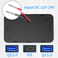Bricolage 72W 12V USB Outlet Panel Wall Mount, 36W USB C et Dual QC 3.0 18W Car USB 3 Port Charger Socket avec Switch Power Outlet