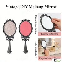 Miroir de poche en métal personnalisé OEM avec poignée, miroir de maquillage de voyage pour femmes, poignée pliable, fait main, cadeaux promotionnels de bienvenue