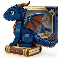 Set de Bloques de Construcción Dragón Azul, Tema Animales y Naturaleza, Escala 1:12, Juguete de Construcción para Niños, Educativo, Ensamblaje DIY, Plástico ABS