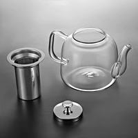 Théière en verre transparent de 1600 ml, très vendue, en verre borosilicate de haute qualité, avec infuseur en acier inoxydable pour la préparation du thé
