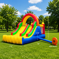 Structure gonflable commerciale pour enfants, type blocs de construction, avec toboggan arc-en-ciel et souffleur, pour fêtes, à vendre