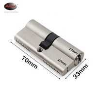 Cylindre de serrure de porte à mortaise en laiton massif HYLAND OEM 70 mm profil européen, haute sécurité, clé informatisée, ouverture double face, sans clé, 3 clés
