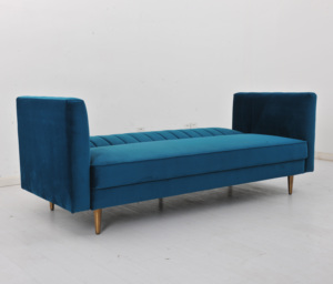 โรงงานนิสโก้ขายส่งโดยตรง โซฟาเบดปรับนอนได้ ผ้ากำมะหยี่สีฟ้าอมเขียว แบบสามที่นั่ง บุด้วยโฟม พับเก็บได้ เหมาะสำหรับอพาร์ทเมนต์ - Product Image 3