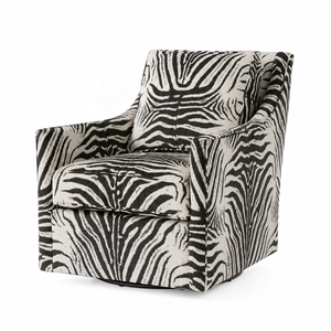<span class=keywords><strong>Fauteuil</strong></span> pivotant maximaliste post-moderne en tissu zèbre noir et <span class=keywords><strong>blanc</strong></span>, idéal pour les halls d'appartements haut de gamme - Product Image 1