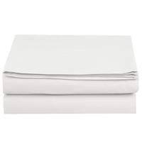Ensemble de draps en polyester blanc tissé 3 pièces 200TC, couleur unie, microfibre, drap plat avec 2 taies d'oreiller pour hôtel et usage domestique