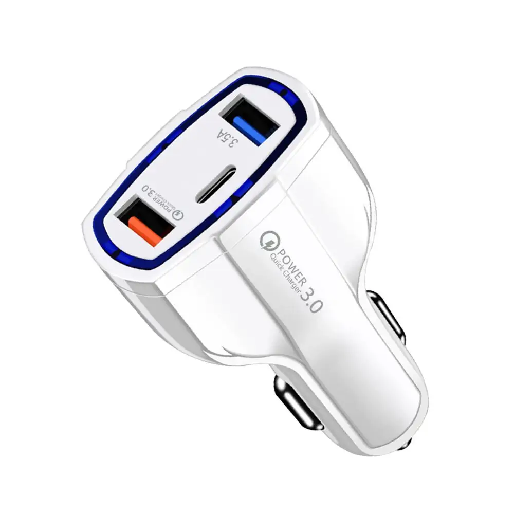 QC3.0 3.5A 3 порта Type-C USB C прикуриватель зарядное устройство Быстрая зарядка USB Автомобильное зарядное устройство для Type-C