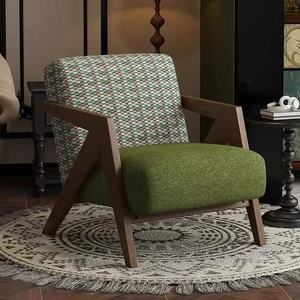 <span class=keywords><strong>Fauteuil</strong></span> simple de designer Richard, style rétro européen antique, en bois massif, pour chambre, balcon, appartement, salon, hôtel, prêt à être expédié - Product Image 6