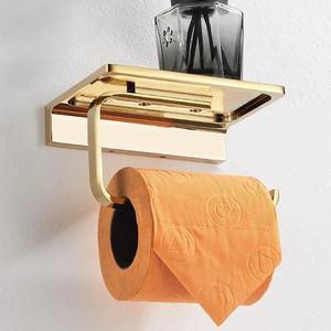 Standard Pa Toilet <b>Paper</b> Holder Gold Square Modern Minimalist Wall Mounted Copper Bathroom Tissue Holder - Product Image 3
