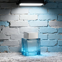Bouteille de parfum en verre transparent de 50ml 100ml avec boîte OEM de forme unique rechargeable vide de luxe à sertir rectangle carré cube