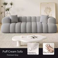 Ensemble de canapé modulaire minimaliste moderne en tissu bouclé, couleur crème, pour salon, mobilier de luxe en blocs bulles