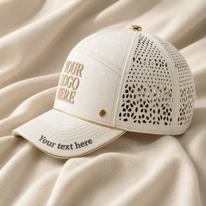 Casquette Snapback en toile blanche brodée sur mesure avec logo doré sur le panneau avant, ajustable, unisexe, tendance, pour toutes les saisons, décontractée - Product Image 1