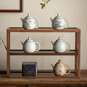 Théière en céramique, porcelaine ronde avec couvercle, sans plomb, pour service à thé Kung Fu, thé de l'après-midi - Product Image 3
