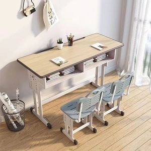 Offre Spéciale : Ensemble Bureau et Chaise Réglables en Métal, Confortables, avec Plateau en Bois, Idéal pour Étudiants en Classe Scolaire - Product Image 3