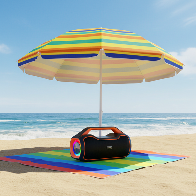 60W 3.5" Party Boombox Speakers with RGB LED Lights Memory Card for 5.3 IPX6 Waterproof 5000-10000mAh Battery Multi-Color