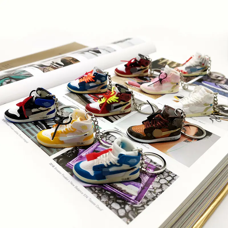 Hot selling trend hip-pop 3D Mini shoes Of-white OW AJ1 Airjordan designer shoes keychain with fashion iron shoes keyring