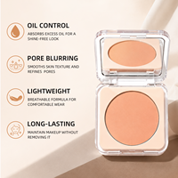 Bedak Padat Warna Peach Pengontrol Minyak, Menyamarkan Pori-pori, Hasil Matte Lembut, Ringan, Bernapas, Pengunci Riasan