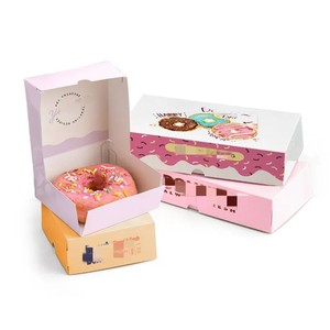 Wholesale custom logo biodegradable food grade pink paper box candy cake mochi donut packaging delivery cookie dough boxes