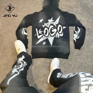 Sudaderas con Capucha y Cremallera para Hombre, Talla Grande, Estilo Urbano, Lavado Ácido, con Estampado Gráfico y Logotipo Personalizado - Product Image 4