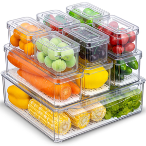 Transparent Eco-Friendly Modern PET Plastic Rectangle Injection-Molded <b>Kitchen</b> Pet Food <b>Storage</b> <b>Box</b> Bins Stackable Fridge Save - Product Image 1