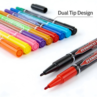 Marqueur d'art acrylique double embout à pointe fine, stylo pinceau en plastique PP pour peinture manuelle DIY, création artistique, graffiti étudiant