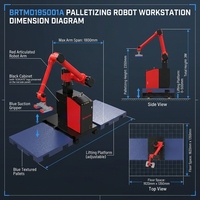 Estación de Trabajo Robótica de Paletización de 50 kg, 1800 mm, 6 Ejes, ±0.1 mm, Alta Resistencia, BRTMD195001A, para Empaque de Cajas, Bolsas, Alimentos, Bebidas y Productos Químicos