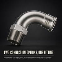 CHNCON Acier inoxydable 90 °    Raccord de tuyauterie DVGW à extrémités plates pour système d'irrigation