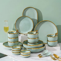Ensemble de vaisselle Creamic de logo personnalisé écologique doré de différentes couleurs et brillant pour les ensembles de dîner en céramique imprimés