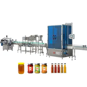 Automatic Bottle Ketchup Honey Tomato Paste Jam Sauce Peanut Butter Filling and Capping Machine
