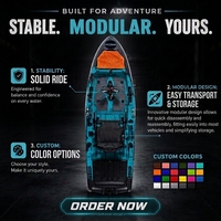 Kayak de pêche à pédales léger HDPE 9 pieds 1 personne Kayak modulaire pour la pêche en rivière Kayak détachable 2 pièces
