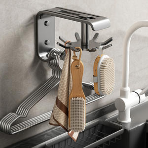 Crochets de cuisine muraux en acier inoxydable avec rail coulissant et design pivotant pour le rangement de la vaisselle, forme rectangulaire 223 - Product Image 2