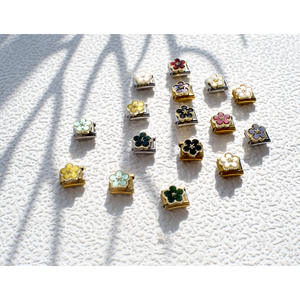 Pulsera de Acero Inoxidable con Dijes de Flor y Trébol de Cuatro Hojas Italiano Multicolor, Diseño de Enlace de Cadena para Empalmar DIY - Product Image 3