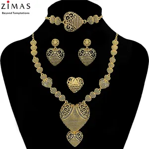 Zimas African 2022 Alloy 18k Gold Plated Necklace Jewellery Wholesale Dubai Gold Jewelry Set For Women