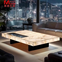 Natürliche Edelstein möbel Luxus Marmor Jade Wohnzimmer Couch tisch Leucht tisch unterstützt Anpassung