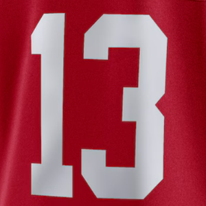 2025 Camiseta de fútbol americano 49 ER 13 PURDY 23 McCAFFREY 54 WARNER 97 BOSA Uniforme de fútbol clásico rojo para hombre - Product Image 3