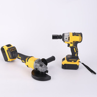 Ensemble de deux pièces à usage professionnel haute puissance Clé électrique à couple élevé transfrontalière Meuleuse d'angle Ensemble d'outils de batterie au lithium OEM