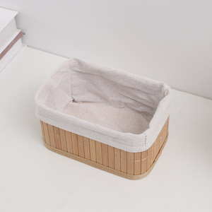 Ensemble de paniers de rangement <span class=keywords><strong>en</strong></span> bambou tressé à la main, 3 paniers organisateurs <span class=keywords><strong>en</strong></span> <span class=keywords><strong>osier</strong></span> multi-usages, style minimaliste moderne, rectangulaires pour bureau - Product Image 4