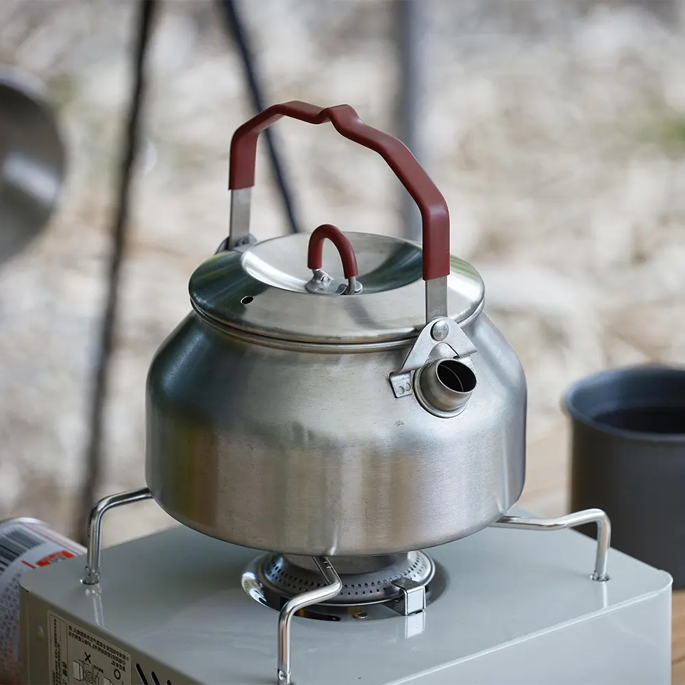 Groothandel 1l Draagbare Buitenwaterketel Roestvrij Theepotten Rvs Camping Waterkoker