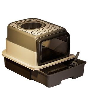 Caja de arena para gatos de plástico completamente cerrada de gran tamaño con espacio interior de 20L Caja de arena para mascotas de diseño de <span class=keywords><strong>mango</strong></span> de cierre a presión fácil de limpiar - Product Image 3