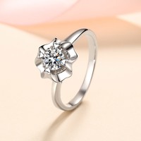 Bague Fleur en Argent Sterling 925 avec Moissanite, Bague de Fiançailles et de Mariage pour Femme, Vente en Gros Directe Usine