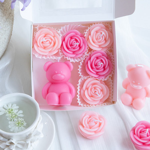 Rose <b>Bear</b> Scented Candle, Instagram-style, Internet-famous, Creative, Romantic Atmosphere, Restaurant Table Decoration Ornament - Product Image 1