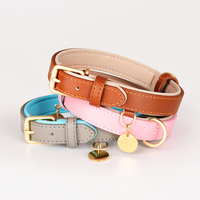 Collier de chien en cuir souple avec plaque signalétique en gros Stock personnalisé de luxe fait à la main recyclé laisse pour animaux de compagnie accessoires de marche