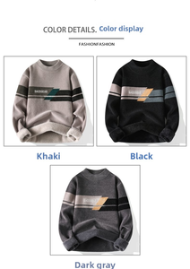 <span class=keywords><strong>Pull</strong></span> en chenille <span class=keywords><strong>pour</strong></span> homme grande taille 2025, haut thermique surdimensionné d'hiver, tricot lourd, logo jacquard, col <span class=keywords><strong>pour</strong></span> hommes corpulents - Product Image 2