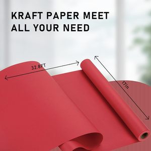 <b>Red</b> Kraft Wrapping <b>Paper</b> Roll 1734L x 1.4934W Solid Color For Birthday Wedding Baby Shower Christmas - Product Image 2