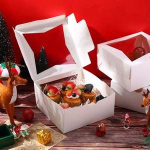 Boîtes à gâteaux blanches pour la Saint-Valentin avec fenêtre, boîtes à biscuits, boîtes à pâtisserie avec autocollants pour <span class=keywords><strong>donuts</strong></span>, tartes, desserts, muffins, pâtisseries - Product Image 1