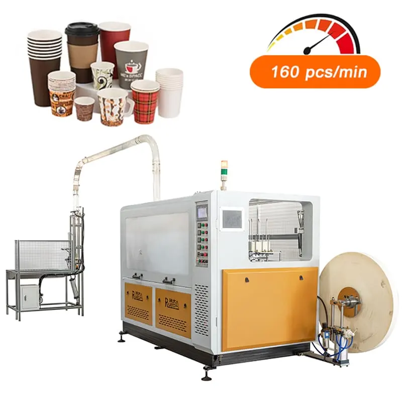 Hogesnelheidsproductielijn Industrie Bekervormende Machine 130-150 Cup/Min Ultrasone Automatische Papierbekermachine