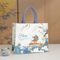 Sac en toile réutilisable et portable avec logo personnalisé, motif pavillon, offre promotionnelle pour la promotion d'entreprise et les supermarchés