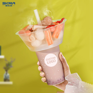 Khay đựng thức ăn nhanh, salad, gà rán, đồ ăn nhẹ trong suốt màu đen bán buôn, có thể in logo tùy chỉnh - Product Image 1